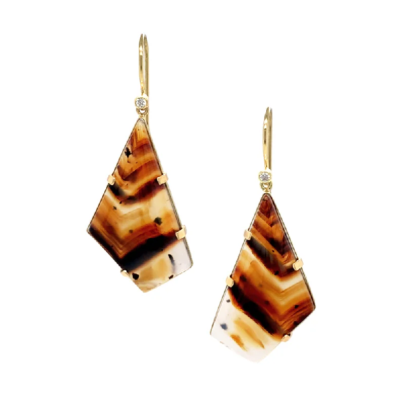 unique gemstone earrings -One-of-a-Kind Montana Agate & Diamond Earrings - "Canyon Edge"