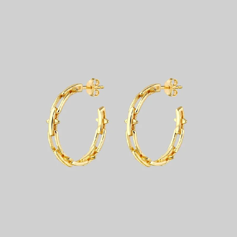 gorgeous dangly earrings -LUCIA. Spiked Chain Hoop Earrings - Gold