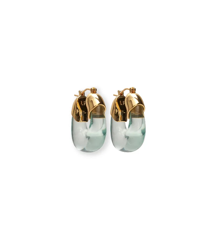 luxury gemstone drop earrings -Mini Organic Hoops in Aqua