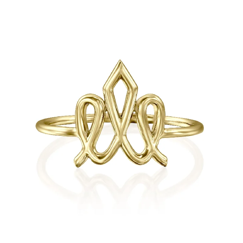 luxury rings for women -Small Crown Gold Ring