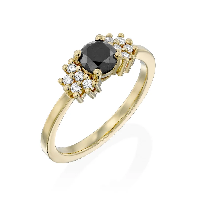 gold engagement rings -Julie Ring black diamond