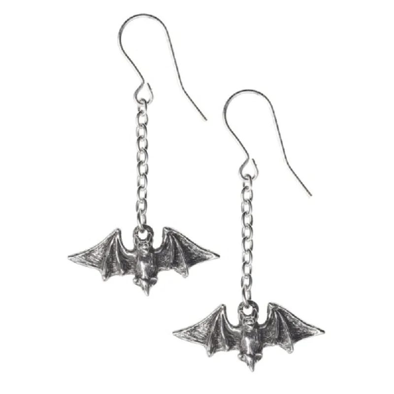 silver earrings for women -Kiss the Night Bat Earrings by Alchemy Gothic