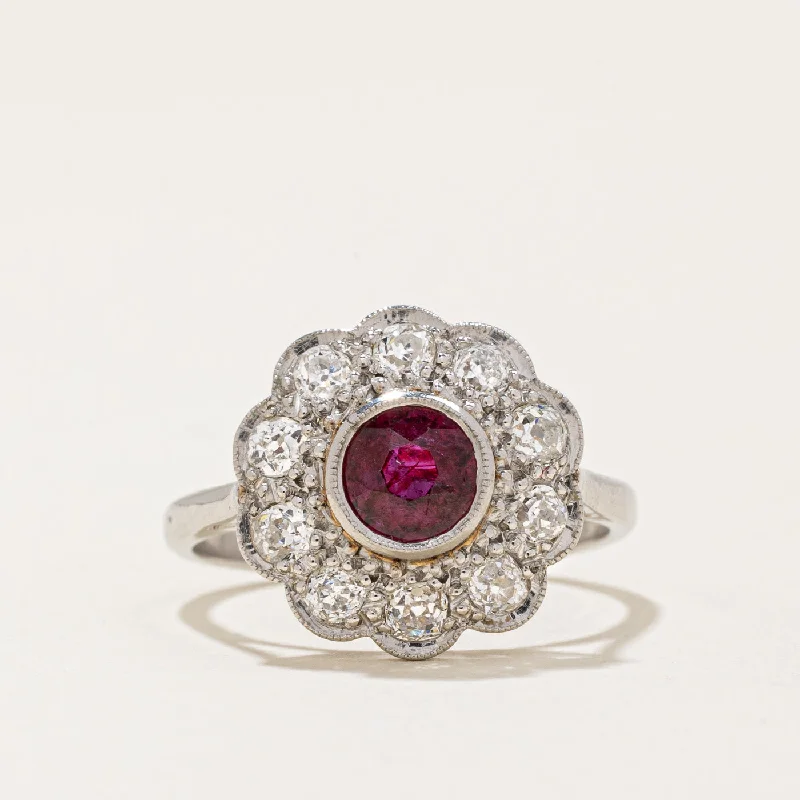 affordable wedding rings -Antique Ruby & Diamond Ring | 0.65ct, 0.60ctw | SZ 5.75 |