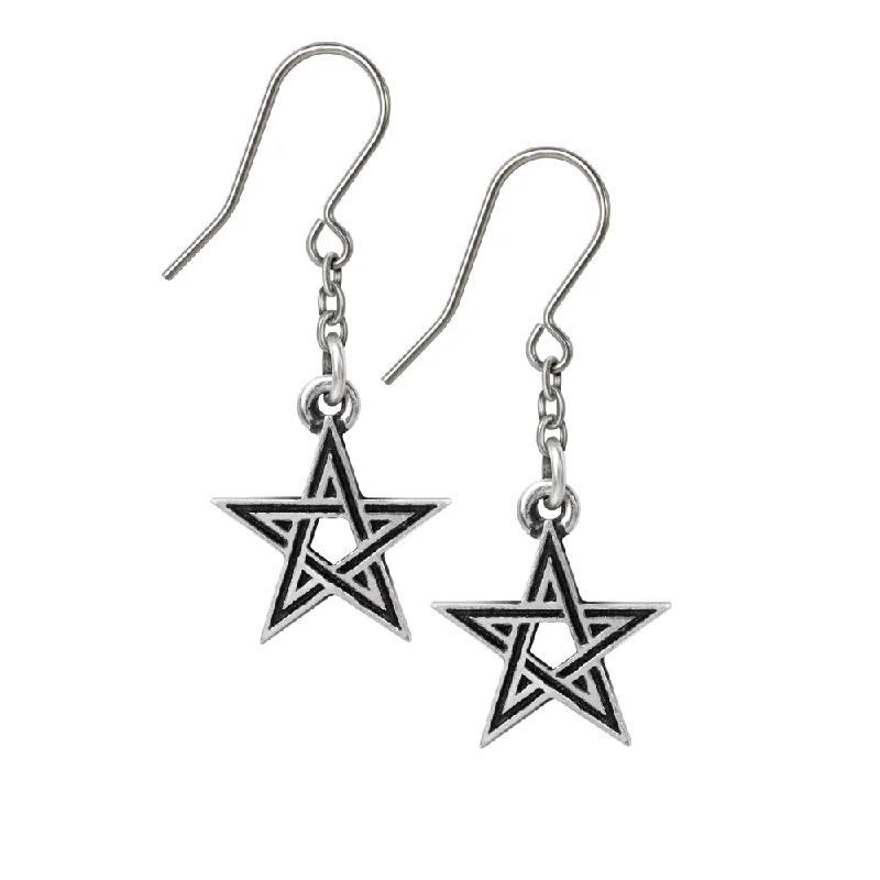 round stud earrings -Black Star Earrings Pentagram Alchemy Gothic