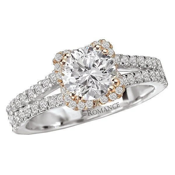 gold engagement rings for women -14KT GOLD 1.50 CTW DIAMOND SPLIT V-SHANK HALO RING