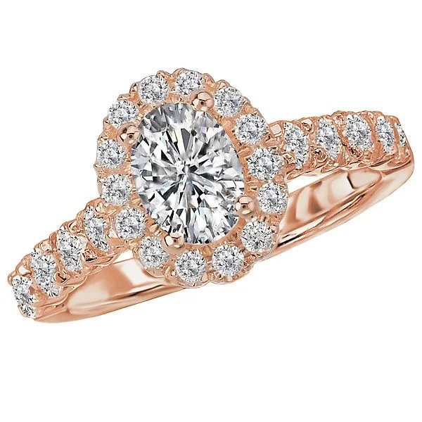 solitaire engagement rings -14KT GOLD 1.75 CTW DIAMOND MICRO-SET OVAL HALO RING