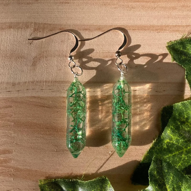 dangly earrings for women -Moss Crystal Dangles