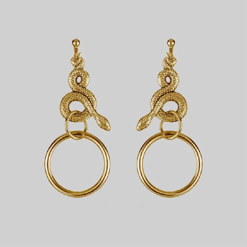 women’s gold drop earrings -MERYLL. Snake Wrap Ring Earrings - Gold