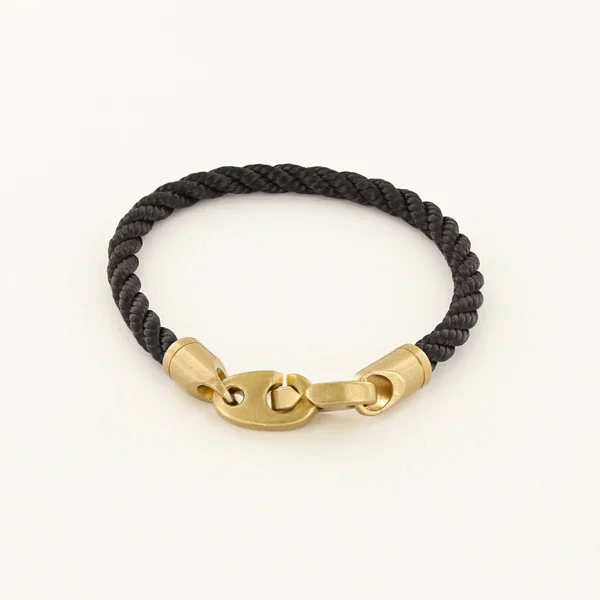 JOURNEY SINGLE WRAP ROPE BRACELET - BLACK + MATTE BRASS BRUMMELS