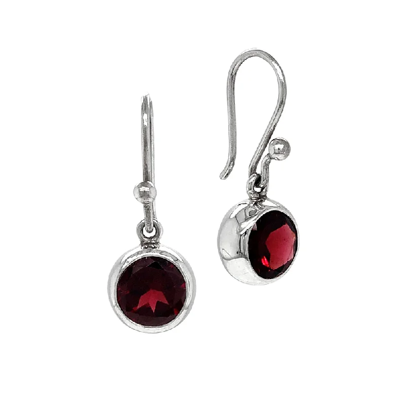 handmade earrings for women -Sterling Silver & Round Garnet Earrings - "Tasting"