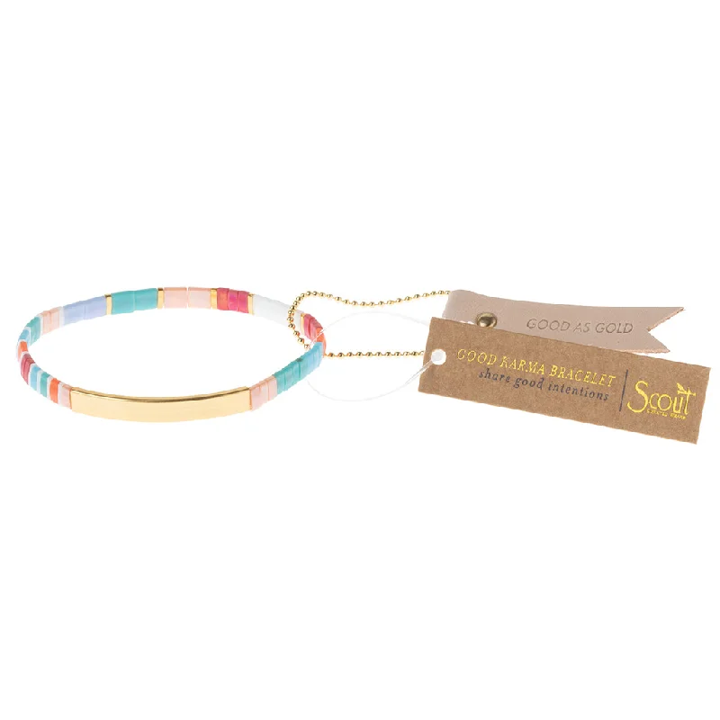 Good Karma Miyuki Bracelet | Good As Gold - Aqua Multi/Gold