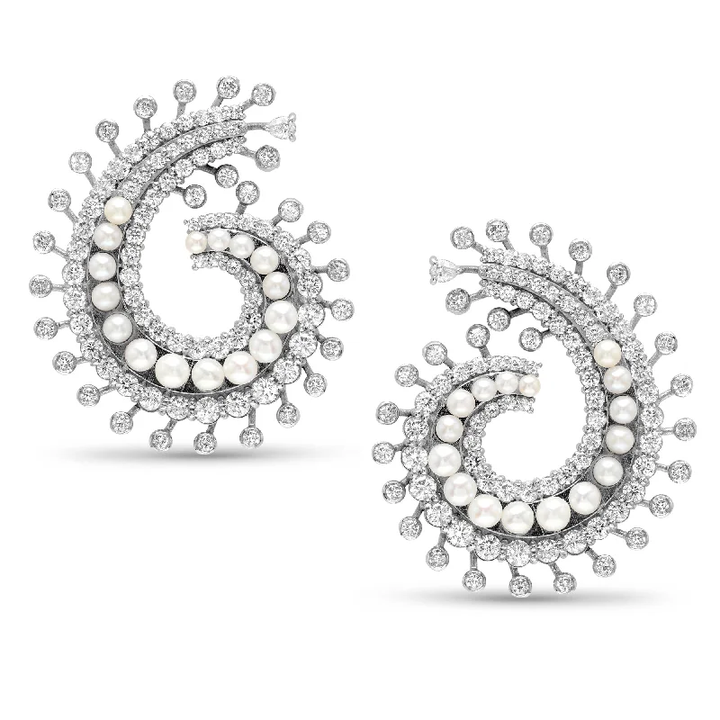 cute earrings for casual wear -Pearl Curls Earrings