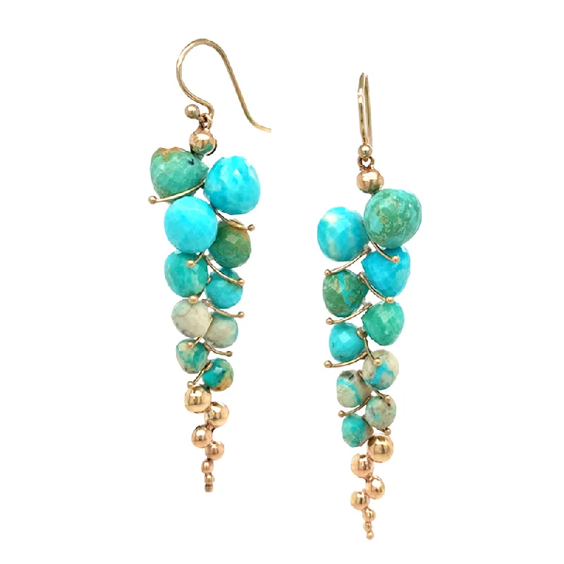 crystal drop earrings -Turquoise Briolette Drop Earrings - "Large Caviar"