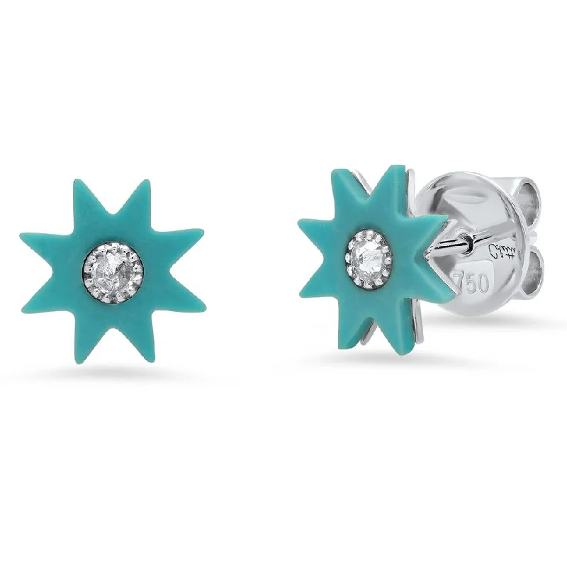 trendy gold earrings -Hardstone Studs Turquoise