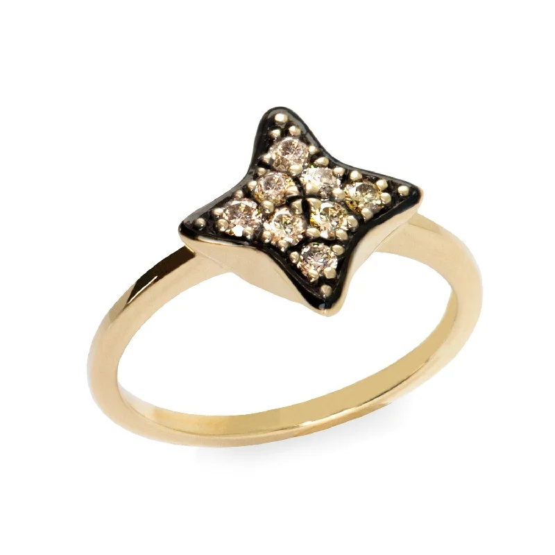 designer engagement rings -Cassiopeia Gold Ring with Cognac Diamonds