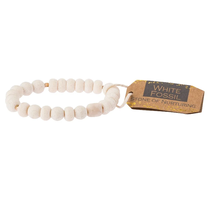 Stone Stack Bracelet White Fossil - Stone of Nurturing