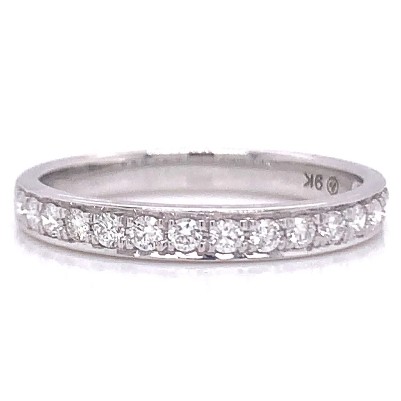 sparkling engagement rings -9ct White Gold .33ct Pave Set Earth Grown Diamond Band