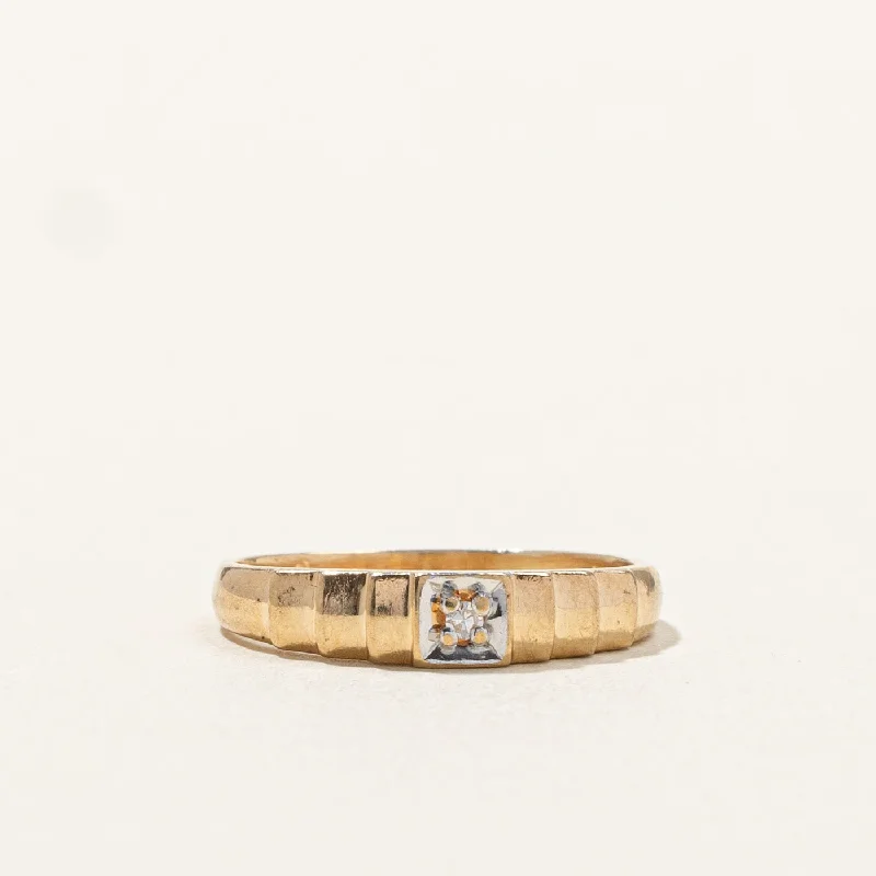 trendy fashion rings -Textured Gold Band | 0.01ct | SZ 4.75 |