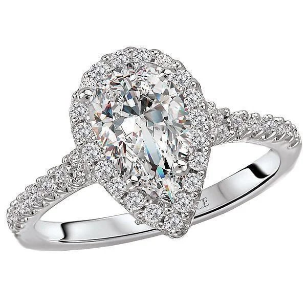 diamond engagement rings -14KT GOLD 1.37 CTW DIAMOND PEAR SHAPE HALO RING