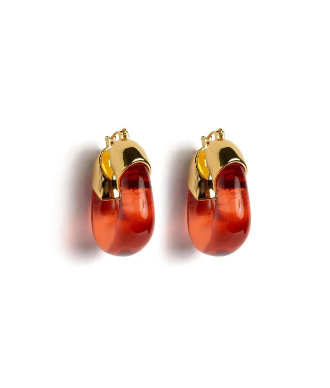 women earrings -Organic Hoops in Persimmon