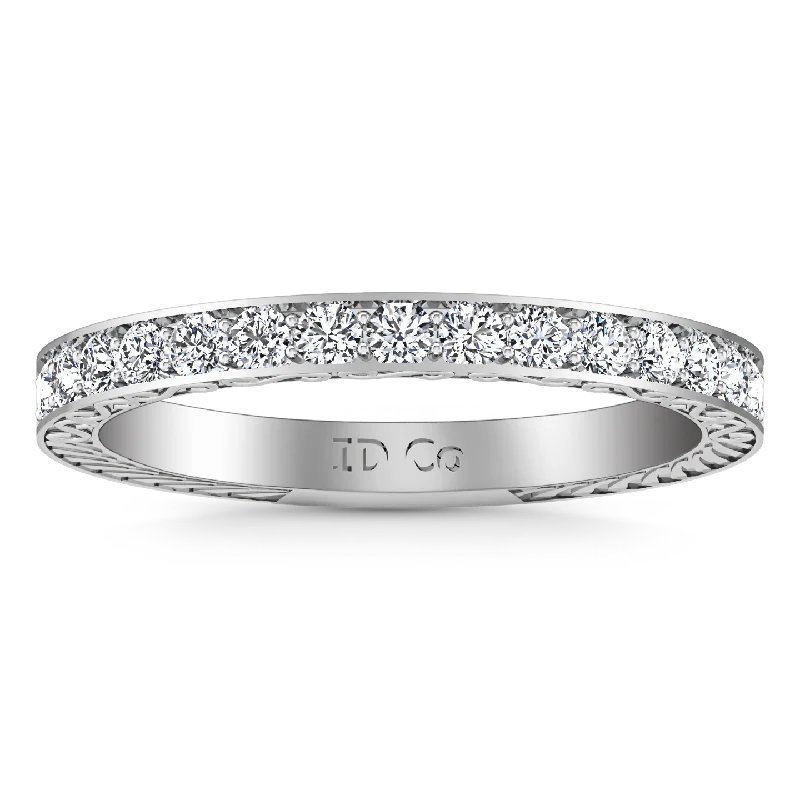 modern engagement rings -Diamond Wedding Band Arabesque 0.36 Cts 14K White Gold