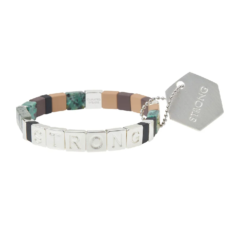 Empower Bracelet - STRONG Silver/African Turquoise/Jasper