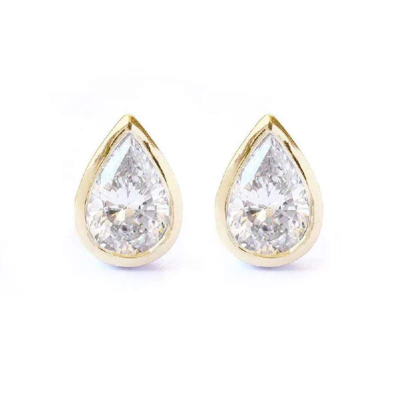 gold earrings for women -Pear diamond dainty stud earrings ♥