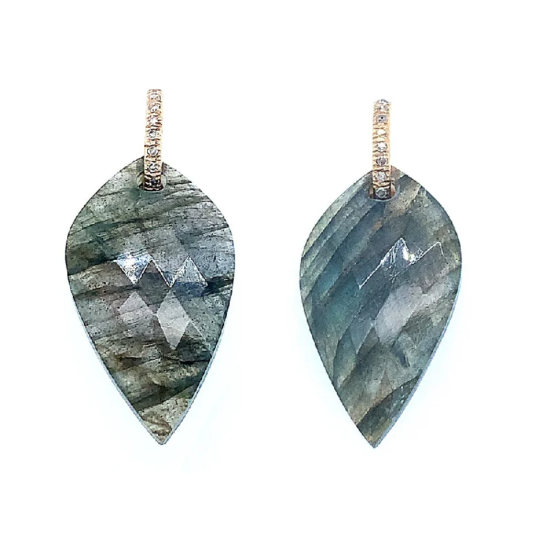 diamond earrings for women -Labradorite Drop Earrings - "Shades of Grey"