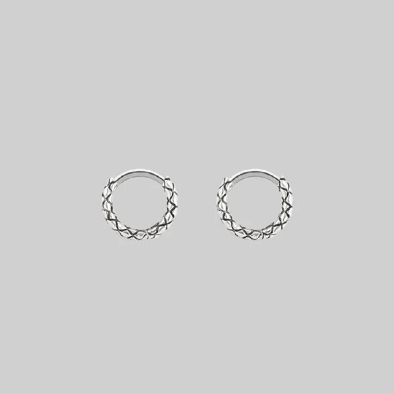 luxury hoop earrings -VEGA. Snake Skin Clicker Hoop Earrings - Silver