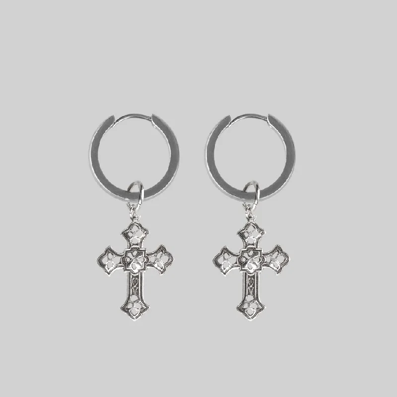 large stud earrings -EVA. Cut Out Cross Earrings