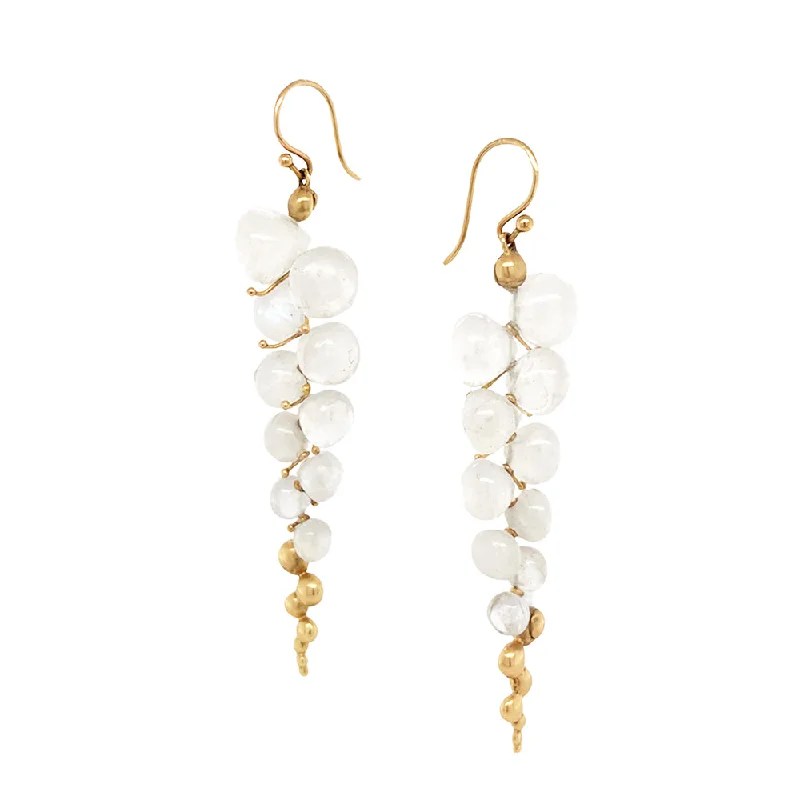 elegant hoop earrings -Moonstone & Yellow Gold Earrings - "Large Caviar"