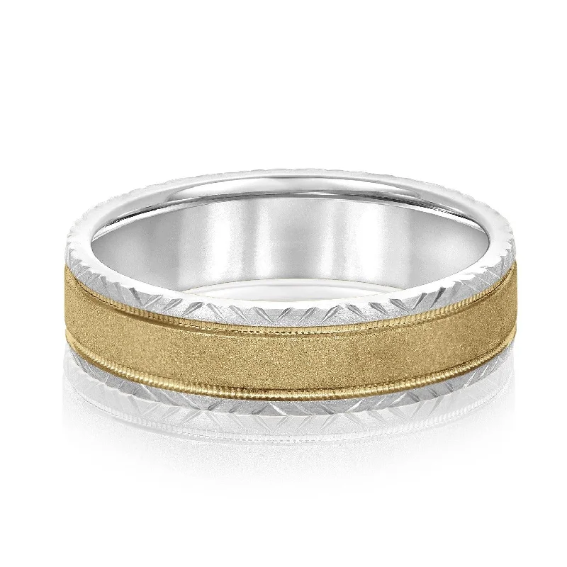 dainty gold rings -Simon Two Tone Band