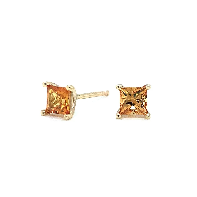 trendy gemstone earrings -Montana Sapphire Stud Earrings - "Orange Blossom"