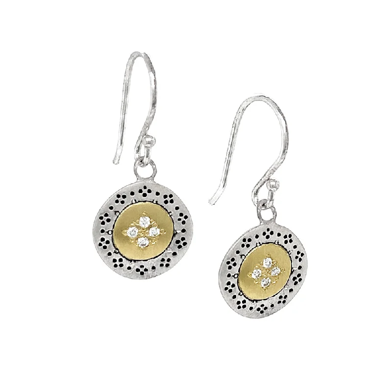 crystal stud earrings -Silver and Gold Diamond Earrings - "Four Star Harmony"