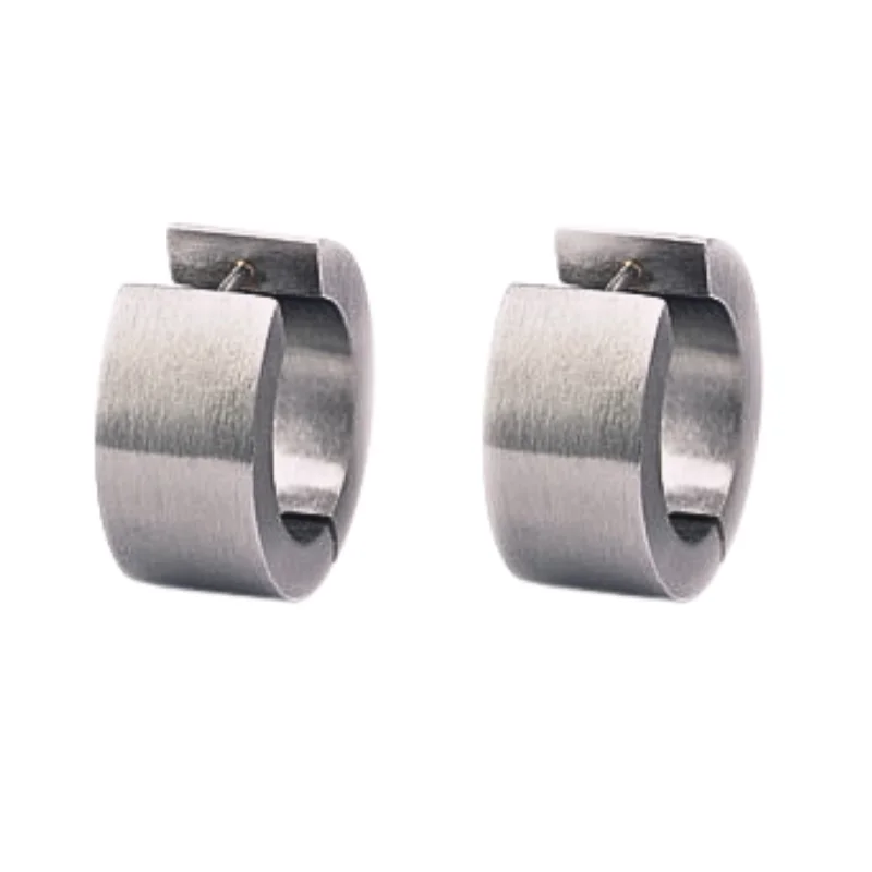 geometric earrings for women -Large Stainless Steel Huggie Earrings - "Flat Round Hoops"