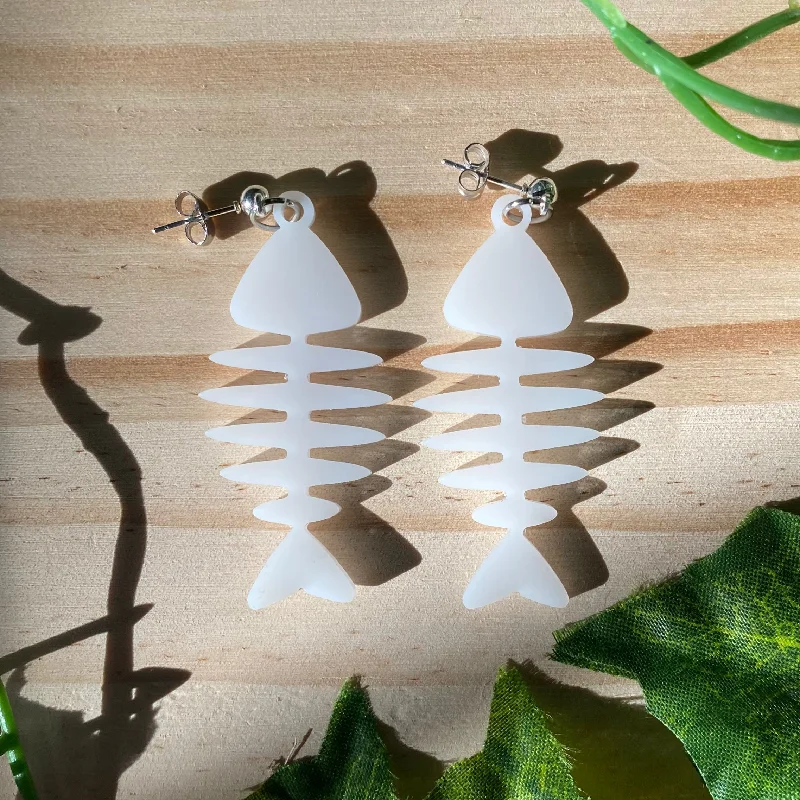 luxury earrings for women -Fish Bones