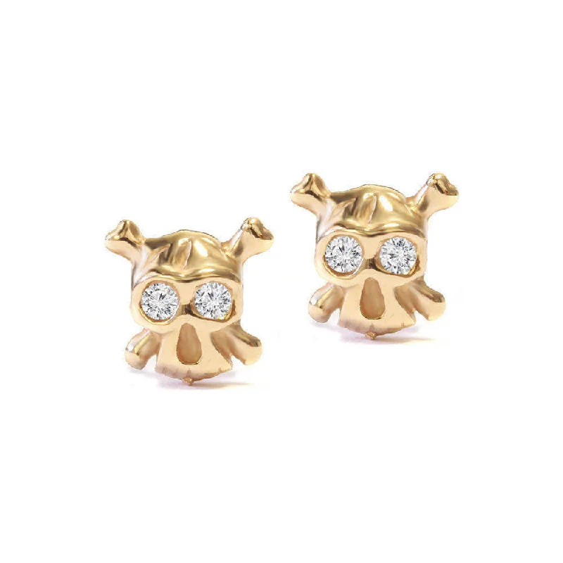 affordable hoop earrings -Small Skull Diamond Eyes Stud Earrings ♥