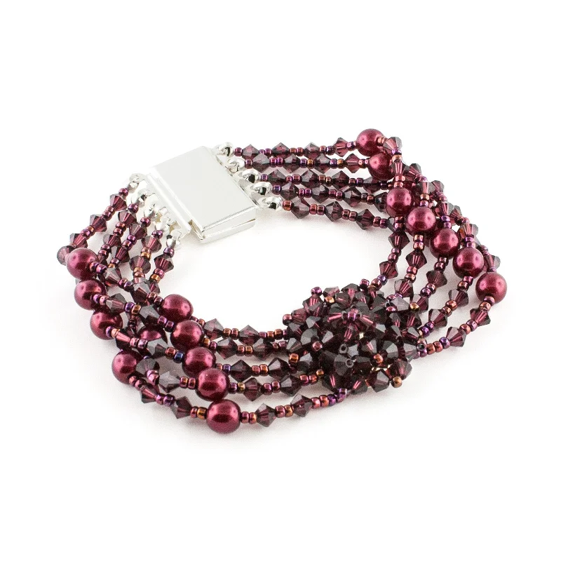 Multi-Row Beaded Bracelet with Cluster