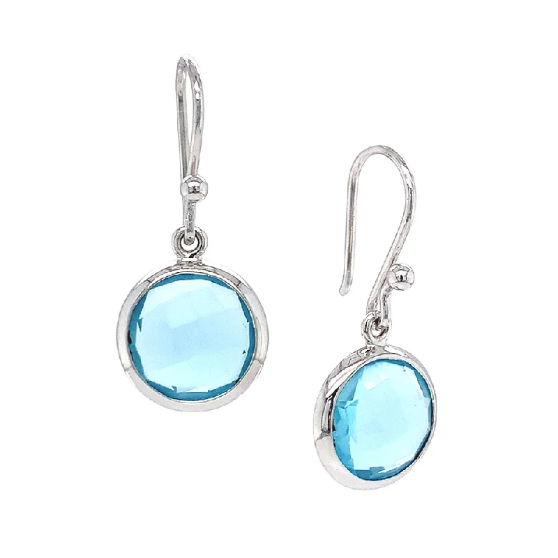 large hoop earrings -Sterling Silver & Blue Topaz Large Dangle Earrings