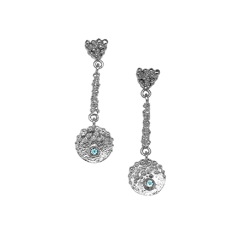 cute hoop earrings -Sterling Silver and Blue Topaz Earrings- "Bright Eyes"