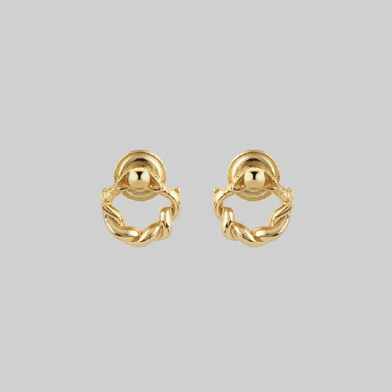 diamond earrings for women -REFUTE. Twisted Snake Door Knocker Earrings - Gold