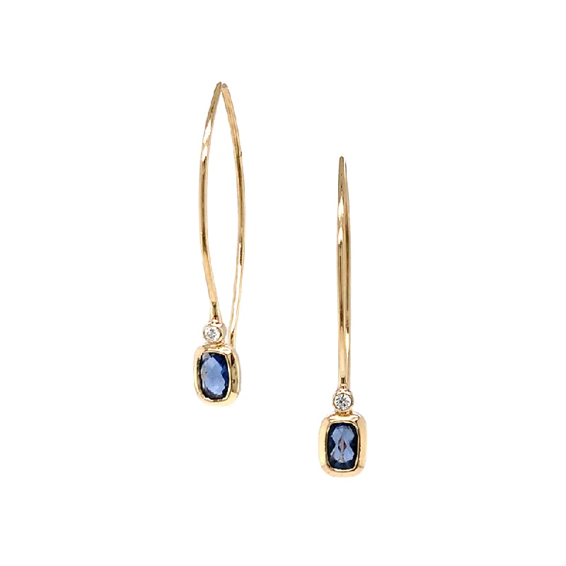 chic ear jackets -One-of-a-Kind Montana Sapphire & Diamond Yellow Gold Earrings - "Piercing Blue Comet"