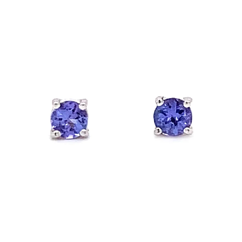 affordable gold earrings -Tanzanite & White Gold Stud Earrings