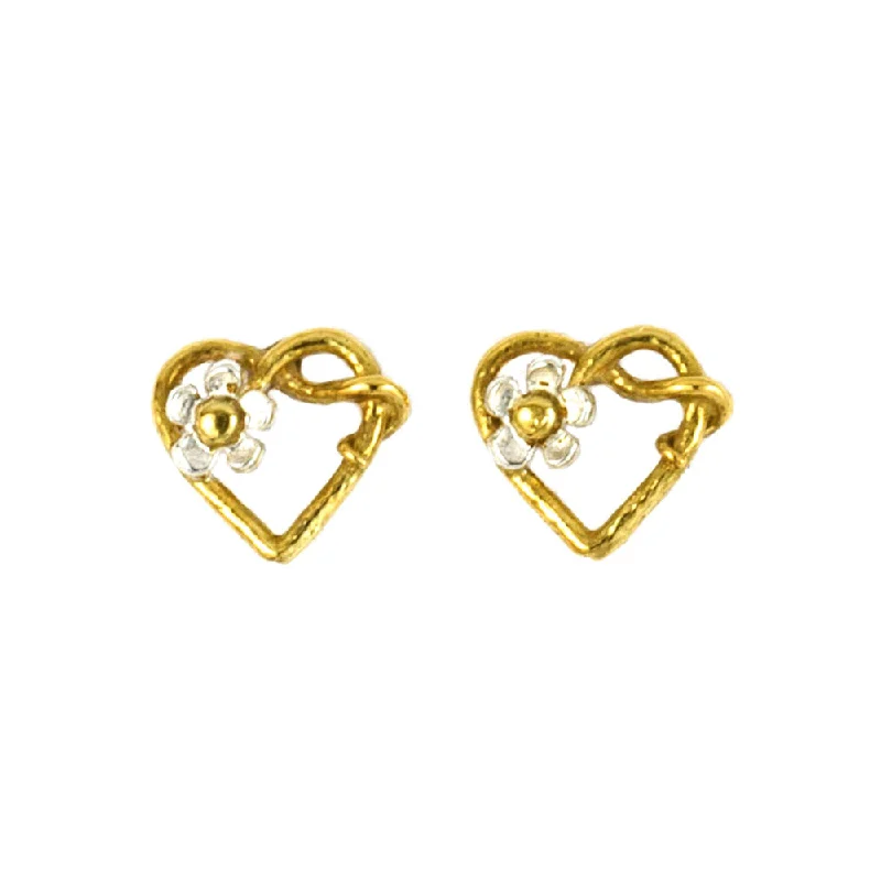 women earrings -Gold Vermeil Stud Earrings - "Heart Full of Posies"