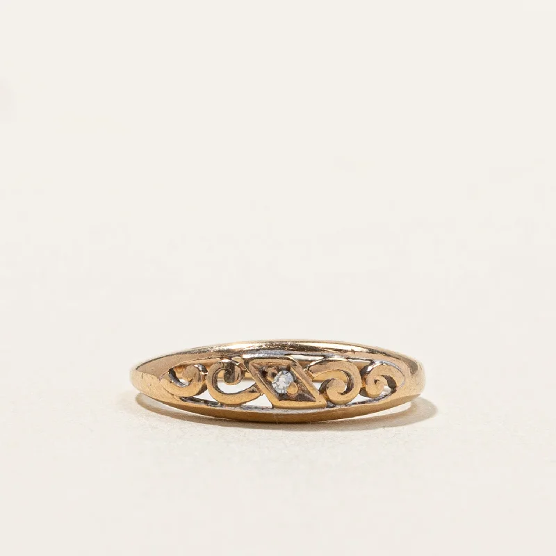 romantic rings for women -Filigree Diamond Ring | 0.01ct | SZ 3 |