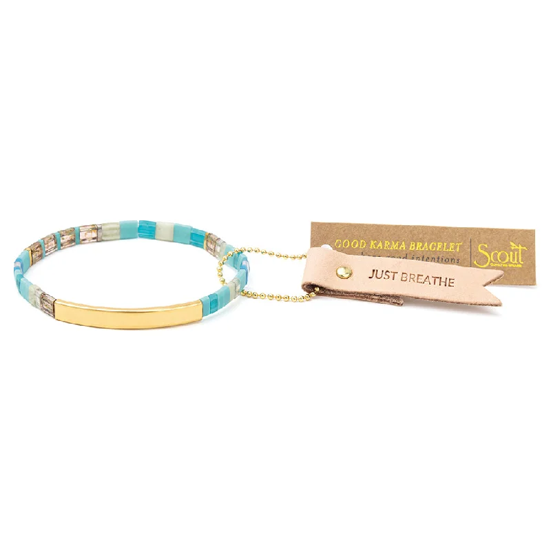 Good Karma Miyuki Bracelet | Just Breathe - Tonal Turquoise/Gold