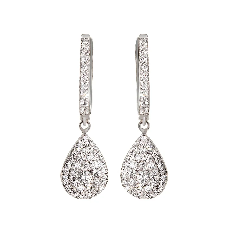 large hoop earrings -Big Pear Diamond Drops Dangle Earrings Basic