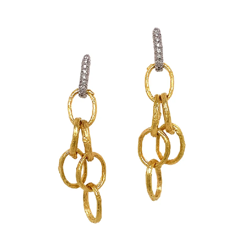 long dangly earrings -Yellow Gold & Diamond Dangle Earrings - "Open Branch"