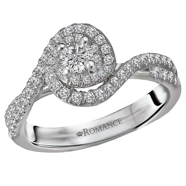 classic solitaire engagement rings -14KT WHITE GOLD 1/2 CTW ROUND DIAMOND SWIRL RING