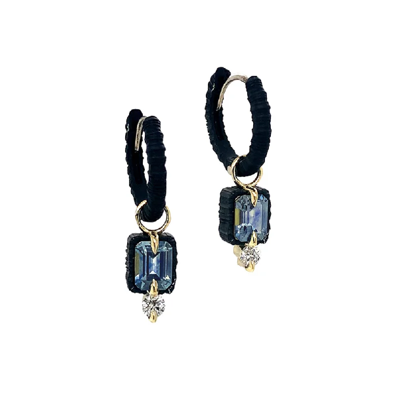 colorful dangly earrings -Blue Montana Sapphire Charms & Cobalt Chrome Hoop Earrings